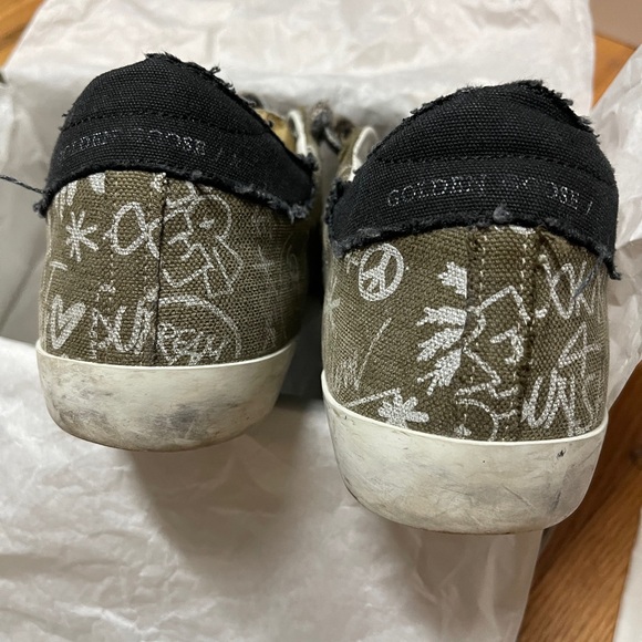 Golden Goose Limited Ed Super-Star sneakers green cotton w/contrasting white 39 - Picture 13 of 16